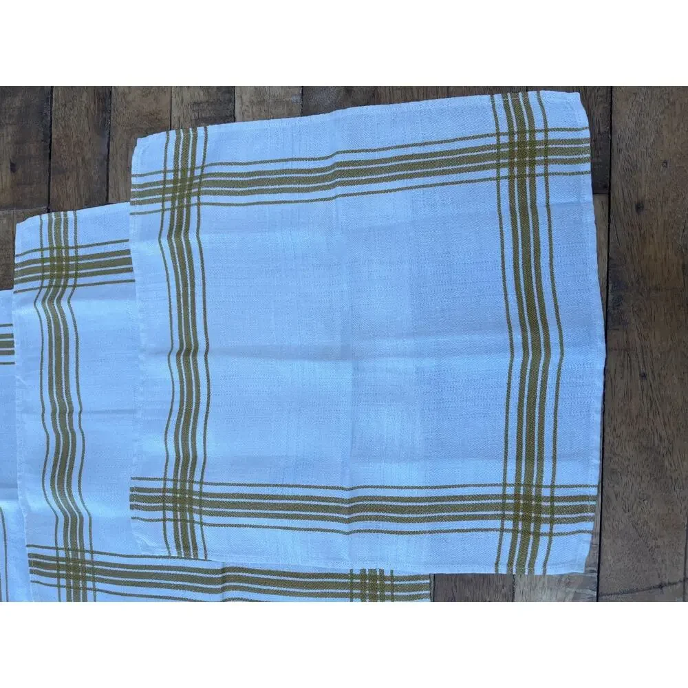 White & Butterscotch Plaid Cotton Napkins 12